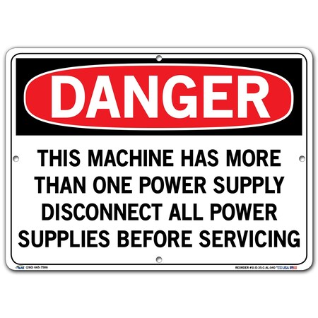 Vestil Aluminum Sign, 10-1/2" Height, 14-1/2" Width, Aluminum, Rectangle, English SI-D-35-C-AL-040